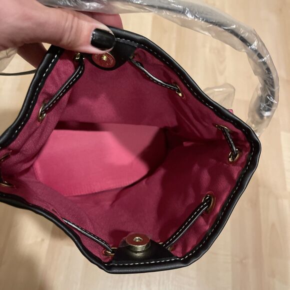 Estee lauder black & white drawstring shoulder bucket bag NEW - Picture 4 of 5